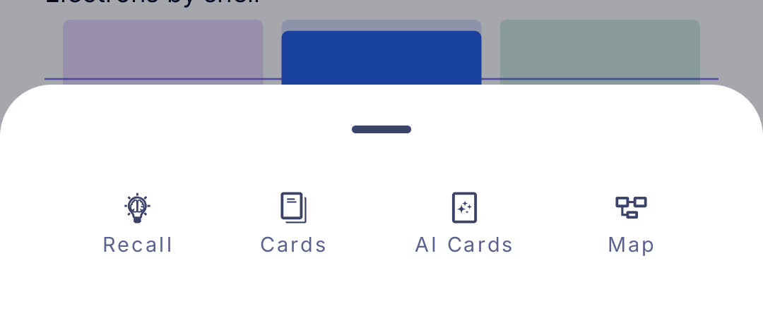 The Study panel in the FocusPace notebook editor showing Recall, Cards, AI Cards, and Map actions.
